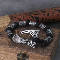 Pulsera de hacha vikinga con runas 