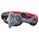 Paracord vermelho com machado viking e runa Uruz