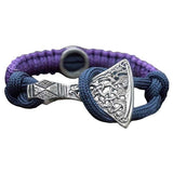 Pulseira roxa com machado e runa dos artesãos Uruz