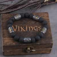 Pulsera de cuentas de runas vikingas 