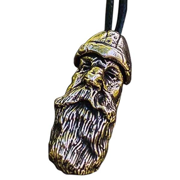 Pingente de personagem viking de bronze nórdico