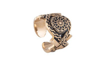 Anillo escandinavo en bronce con sol negro hecho a mano