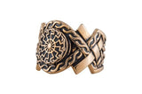 Anillo escandinavo en bronce con sol negro hecho a mano