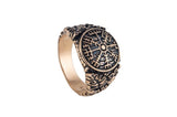 Anel Vegvisir de bronze Vikings feito à mão