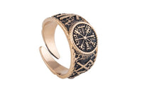 Anillo vikingo Vegvisir bronce o plata joyería artesanal de lujo
