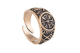 Anillo vikingo Vegvisir bronce o plata joyería artesanal de lujo