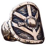Anel viking escudo Lagertha feito à mão em bronze ou prata