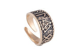 Valknut anel viking de bronze joias artesanais