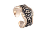 Anel viking de bronze Valknut e símbolos rúnicos