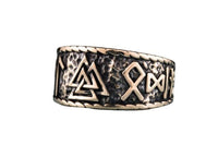 Anillo vikingo de bronce Valknut joyería artesanal
