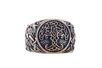 Anillo vikingo Yggdrasil árbol de la vida joyería artesanal de bronce