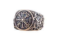 Anillo vikingo Vegvisir estilo bronce Mammen hecho a mano