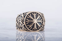 Anel da mitologia viking Helm of Awe estilo bronze Mammen