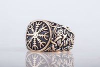 Anel da mitologia viking Helm of Awe estilo bronze Mammen