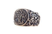 Anillo vikingo Yggdrasil árbol de la vida joyería artesanal de bronce