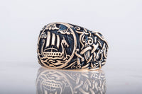 Bague mythologie viking Drakkar bronze style Mammen