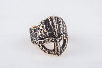 Bague bronze casque viking vieux guerrier