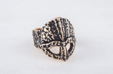 Bague bronze casque viking vieux guerrier