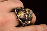 Anel de Thor com cabras de bronze maciço feitas à mão
