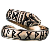 Bague d'Ouroboros avec runes Futhark anciennes en bronze
