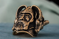 Bague Thor avec boucs en bronze massif artisanale