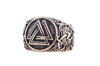 Bague viking symbole Valknut bronze joaillerie artisanale