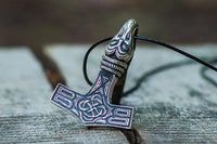 Marteau de Thor en pendentif avec tête corbeau d'Odin