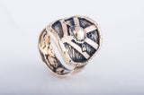 Anillo vikingo escudo Lagertha de bronce o plata hecho a mano