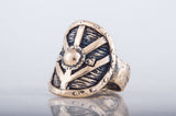 Anillo vikingo escudo Lagertha de bronce o plata hecho a mano
