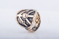 Anillo vikingo escudo Lagertha de bronce o plata hecho a mano