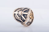 Anillo vikingo escudo Lagertha de bronce o plata hecho a mano