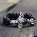 Paracorde viking noir moljnir marteau de Thor géant en argent