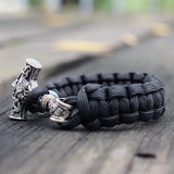 Paracorde viking noir moljnir marteau de Thor géant en argent