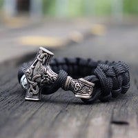 Paracorde viking noir moljnir marteau de Thor géant en argent