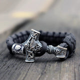 Paracorde viking noir moljnir marteau de Thor géant en argent