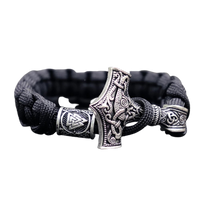 Paracorde viking noir moljnir marteau de Thor géant en argent