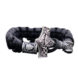 Paracorde viking noir moljnir marteau de Thor géant en argent