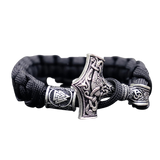 Paracord vikingo moljnir negro martillo de thor gigante en plata