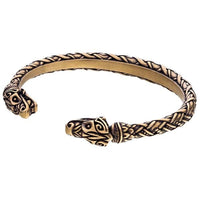 Pulsera vikinga hecha a mano que representa a Hati y Skoll en bronce