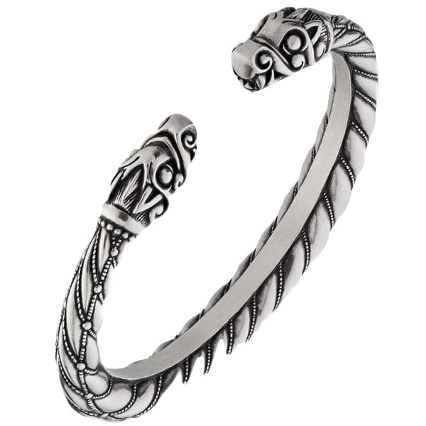 Pulsera con anillo de brazo vikingo con cabeza de dragón