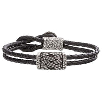 Pulsera de cuero plateada con cierre con símbolo de Valknut