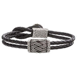 Pulsera de cuero plateada con cierre con símbolo de Valknut