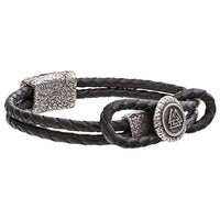 Pulsera de cuero plateada con cierre con símbolo de Valknut