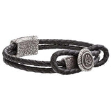 Pulsera de cuero plateada con cierre con símbolo de Valknut