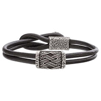 Pulsera de cuero plateada con cierre con símbolo de Valknut