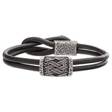 Pulsera de cuero plateada con cierre con símbolo de Valknut