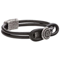 Pulsera de cuero plateada con cierre con símbolo de Valknut