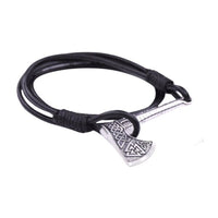 Bracelet hache viking corde noire
