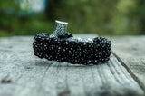 Pulsera vikinga martillo de Thor gigante en plata paracord negra