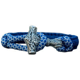 Thor martelo pulseira prata azul design de mão